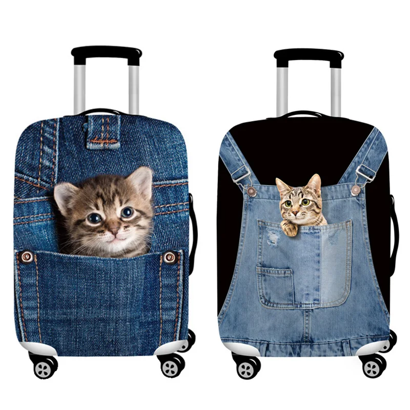 Suitcase Elastic Case Cover 3D Cat Luggage Protection Covers 18-32Inch Baggage Trolley Trunk Dustproof Cover Travel Accessories