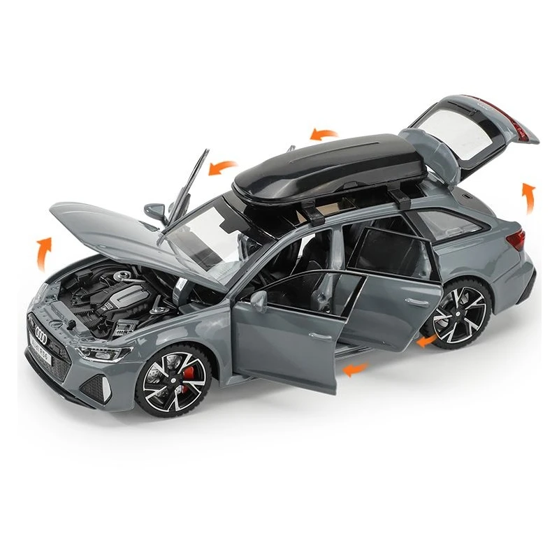 1/32 Audi RS6 Miniature Diecast Toy Car Model Sound & Light Doors Openable Educational Collection Gift for Children Boy Kid 6