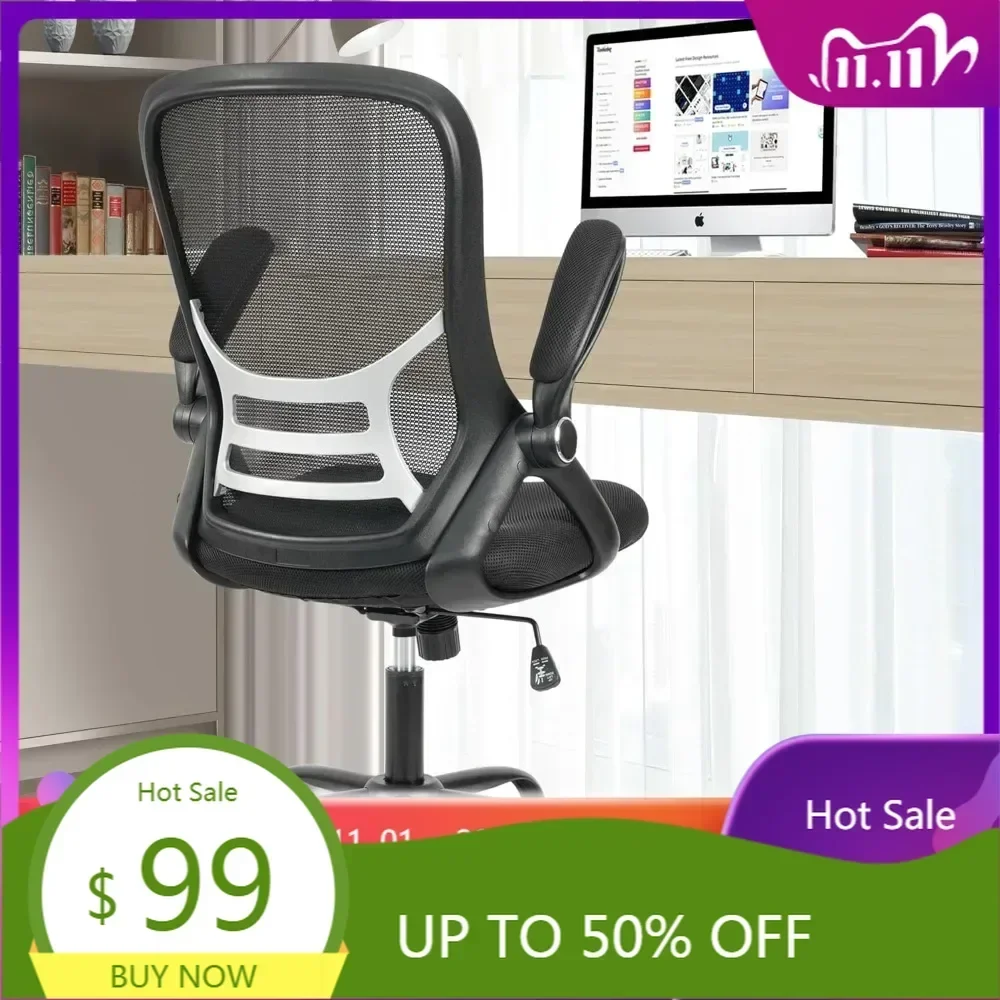 "ergonomic adjustable armrest mesh chair for comfortable long-term home office use"