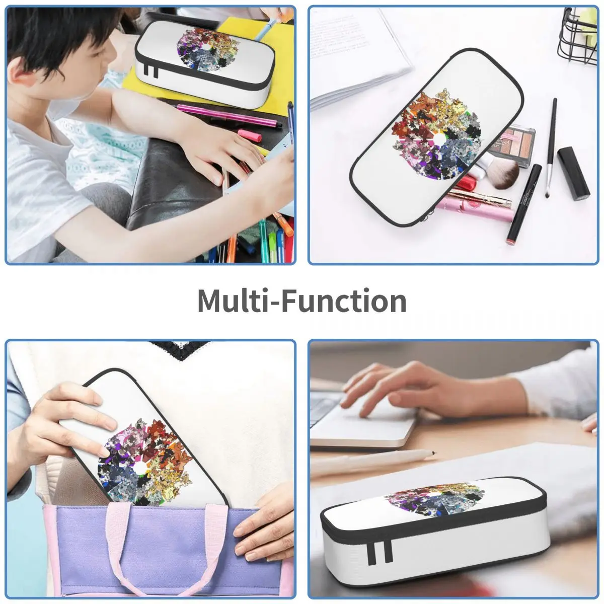 Warrior Cats Color Wheel Pencil Cases Large Storage Pen Bags Pen Box Pencil Pouch For Boys Girls Students Stationery School
