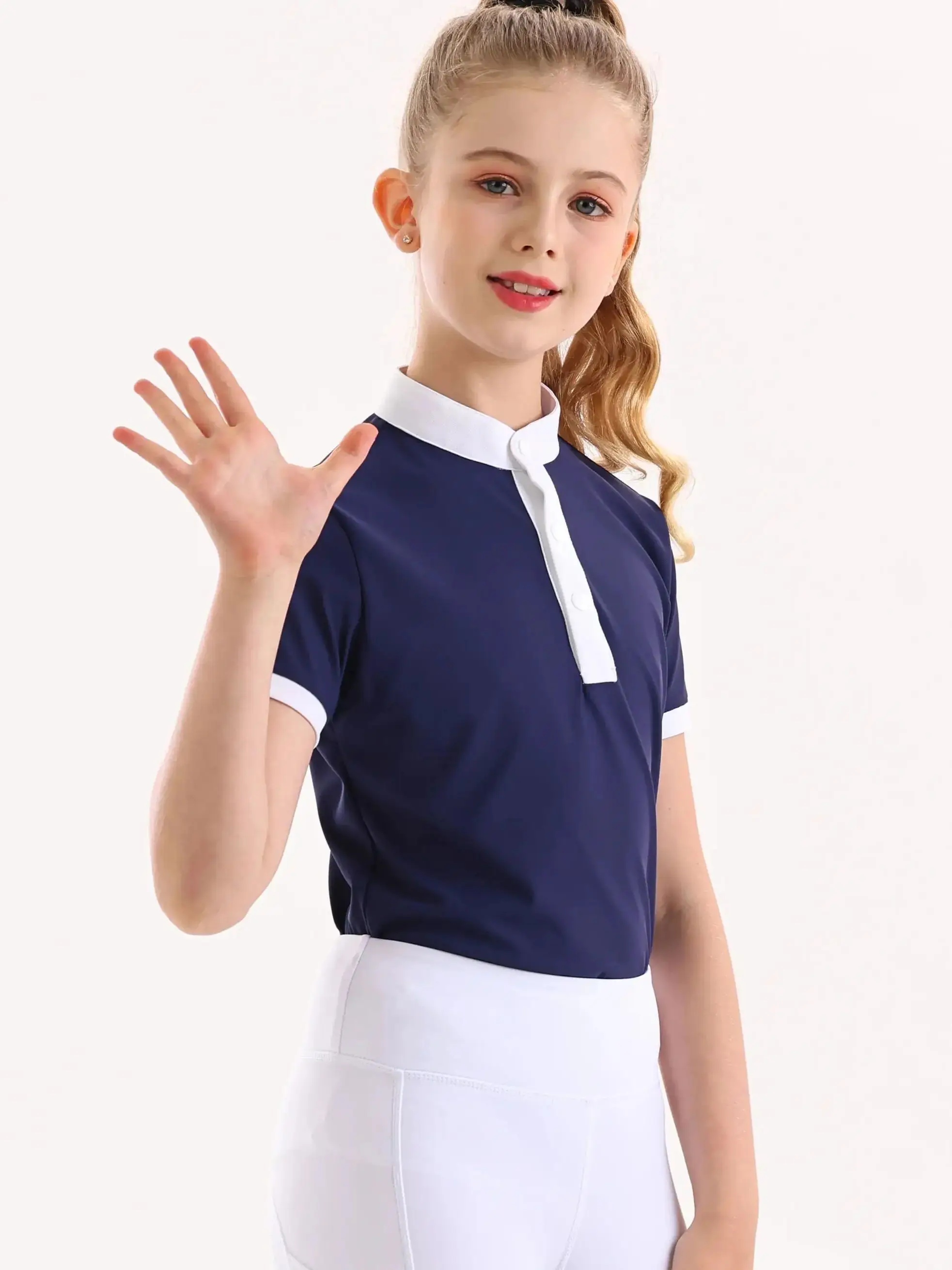 Summer Children's Short sleeved Equestrian T-shirt Children's Equestrian Clothing Summer Short sleeved Quick drying High elastic