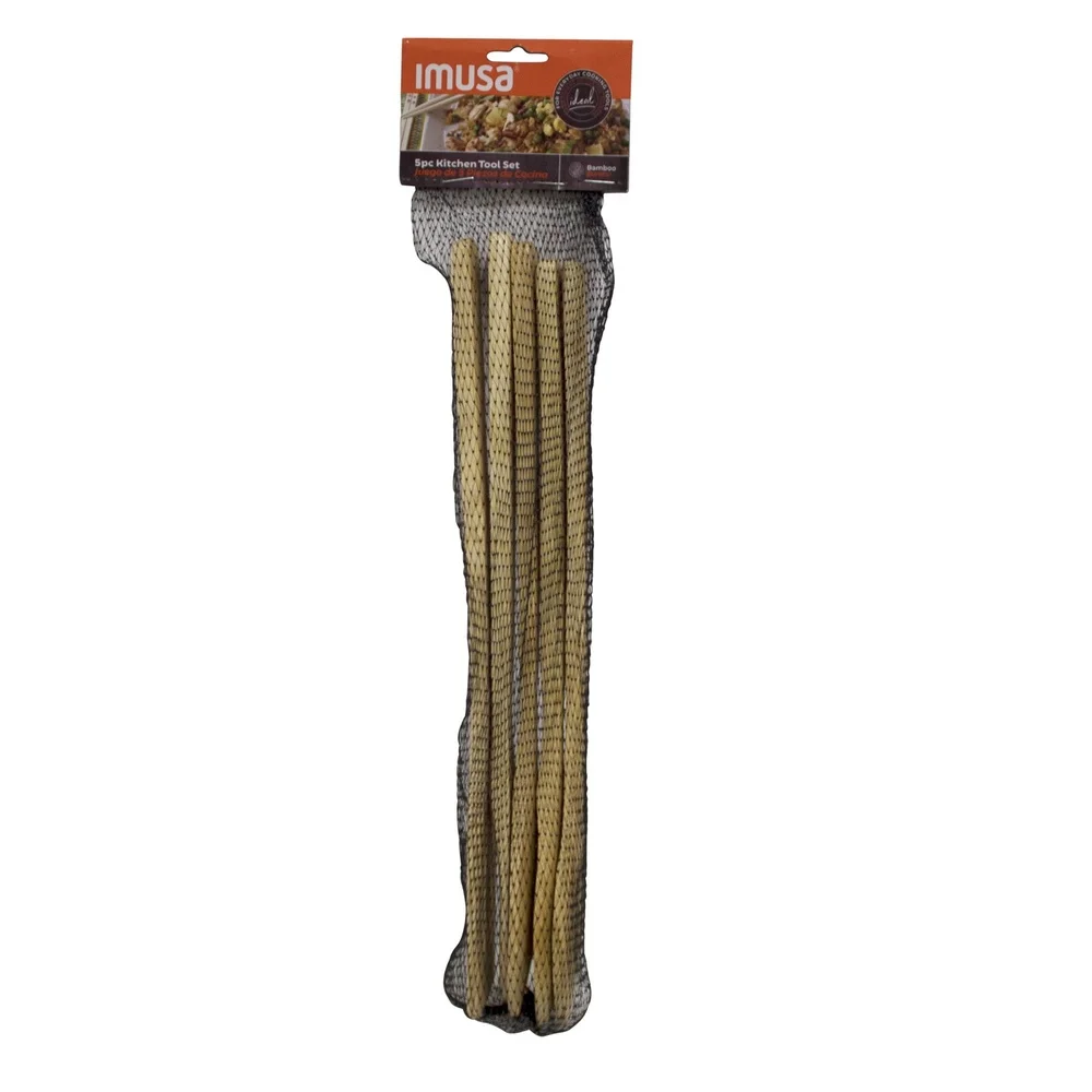Bamboo Kitchen Utensils – 5pc Eco-Friendly Cooking Tools | Durable Wooden Set