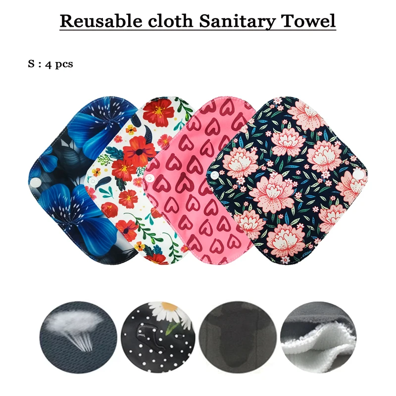 3-5 יחידות מפיות חודשיות ניתנות לשימוש חוזר זרימה כבדה לנשים מפיות חודשיות ניתנות לכביסה מפיות סניטריות אורגניות מבמבוק פחם