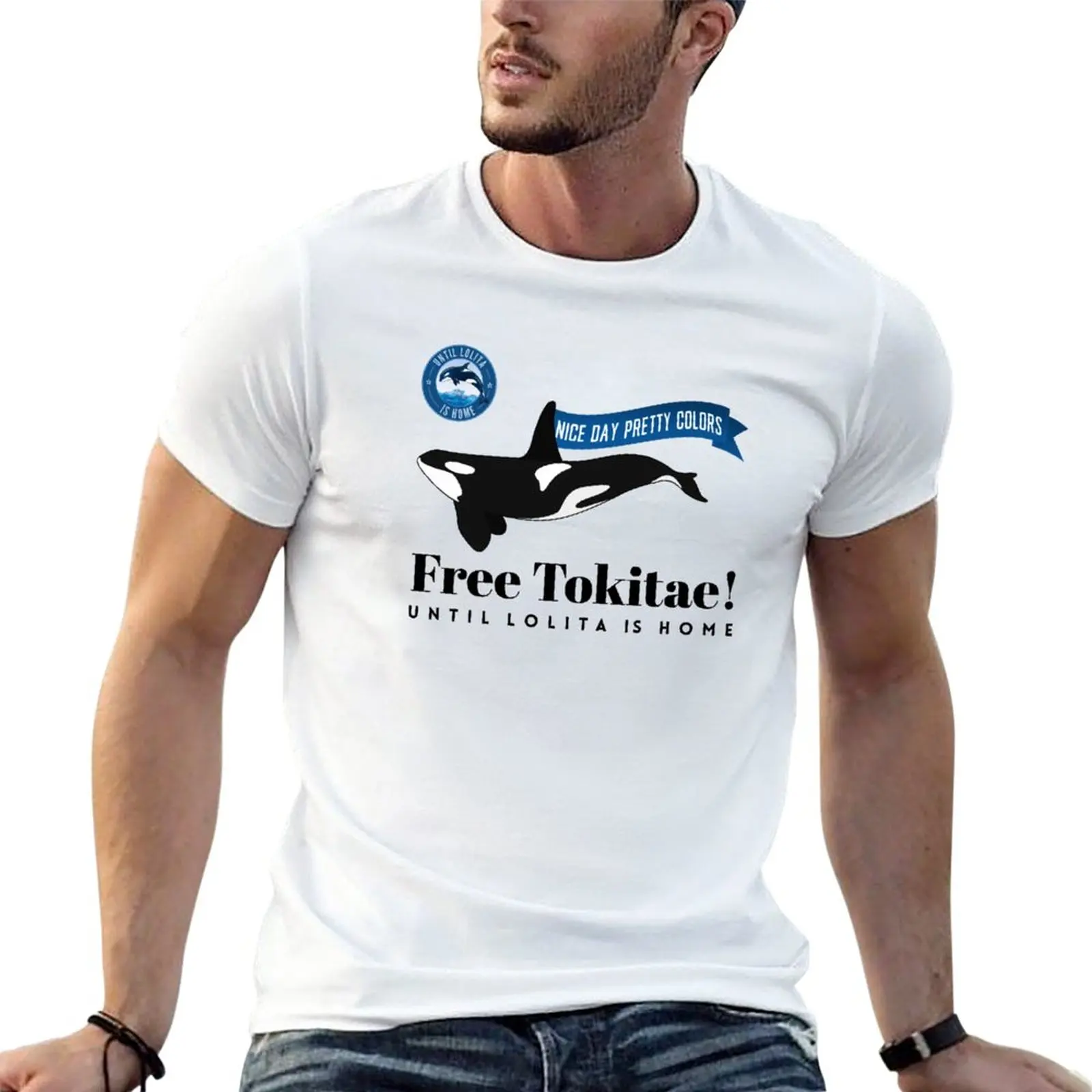 

Новый бесплатный Tokitae! -Красивая цветная футболка хорошего дня, эстетическая одежда, рубашки от пота, Мужская одежда, футболки для мужчин