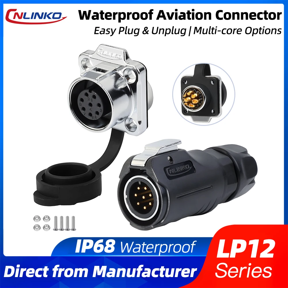 CNLINKO Connecteur LP-12 4 Broches IP68 étanche Circulaire