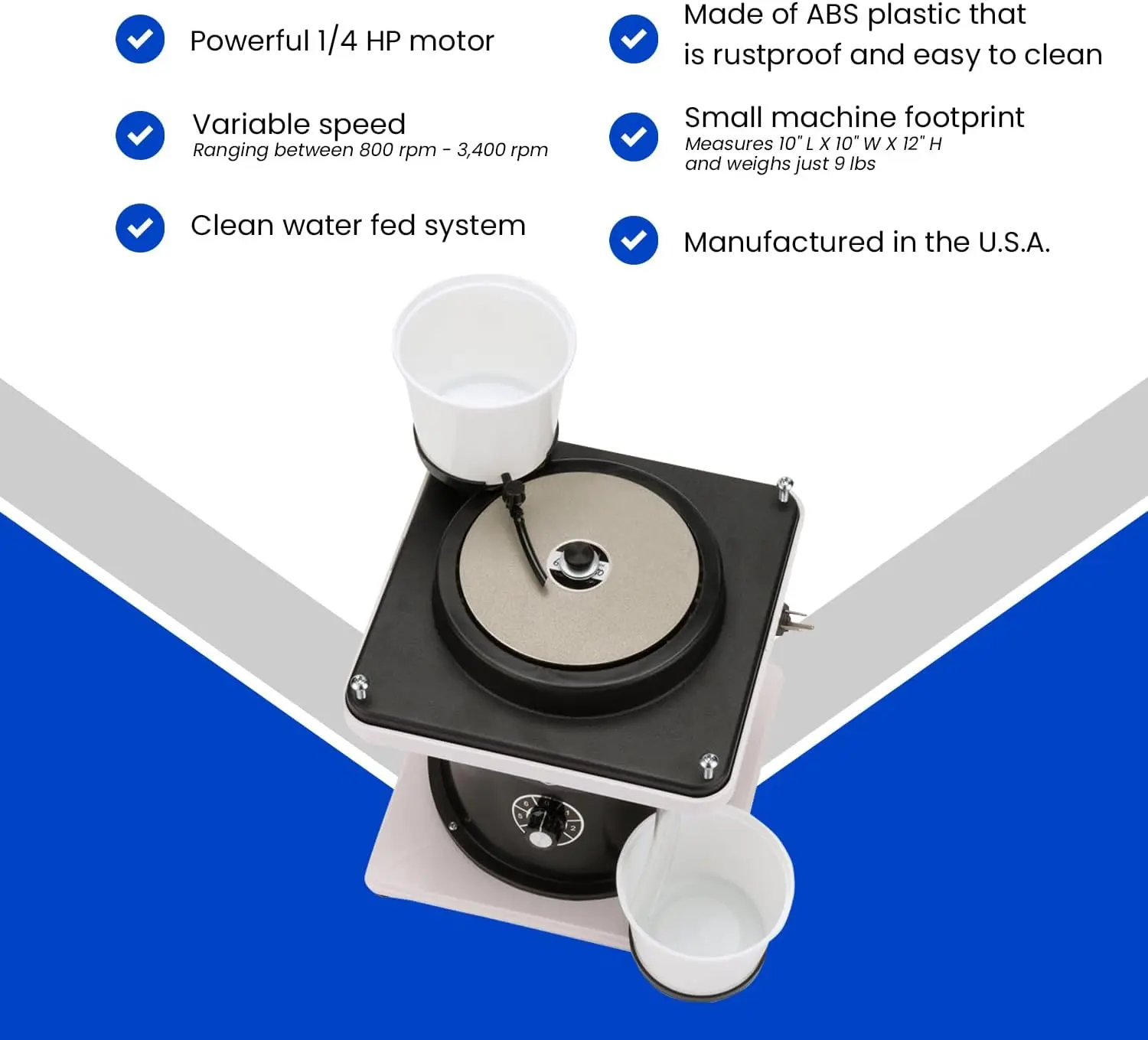 6" All-U-Need Flat Lap Lapidary Equipment Glass Crystal Grinding Flat Lapidary Machine for Polishing w/ Variable Speed Motor