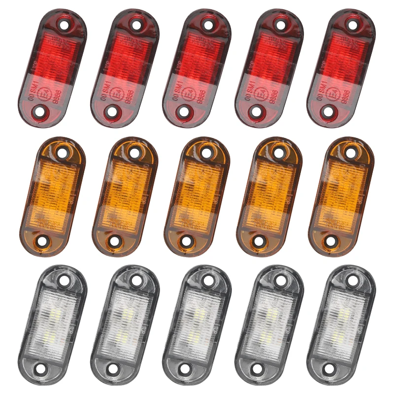 

10PCS 12V 24V Universal Oval Clearance 6 LED Side Marker Tail Lamp Light Trailer Car Truck Lorry Caravan Accessories