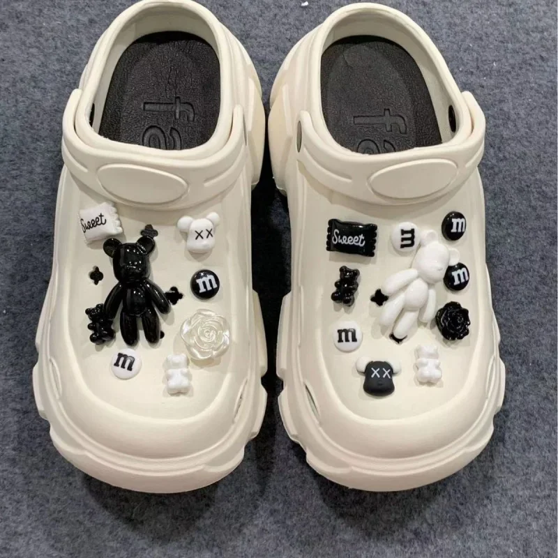Whole Set Hot DIY Hole Shoes Charms for black and white bears Handmade Charms Designer Quality Garden Shoe Decoration Girl Gift - Image 3