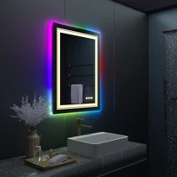 LUVODI Rectangle RGB LED Bath Mirror Wall Mounted Waterproof Demist Vanity Makeup Mirror with Multicolor Lights 1
