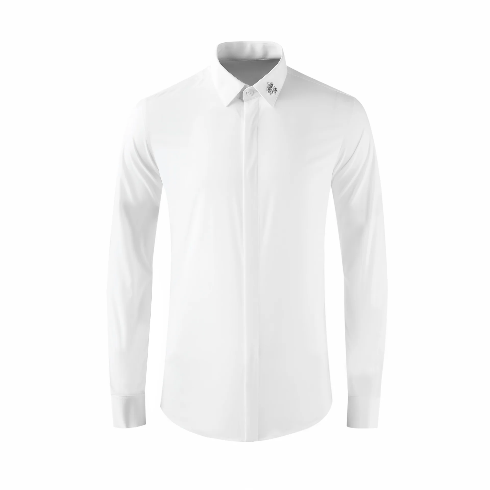 

High Quality Luxury Jewelry Men Shirt New Style Mens Dress Shirt In White Color With Long Sleeves Shirtgood