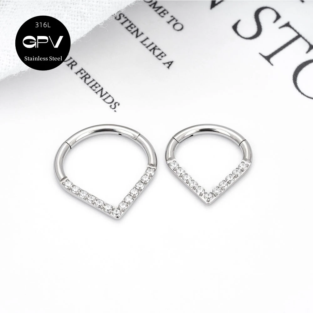 316L Medical Stainless Steel Drop Nose Rings Piercing Jewelry