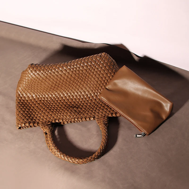 Sacs à main de styliste en tricot pour femmes, sac à bandoulière simple de grande capacité en cuir PU, sacs de voyage de plage 1 Sacs à main de styliste en tricot pour femmes, sac à bandoulière simple de grande capacité en cuir PU, sacs de voyage de plage 1