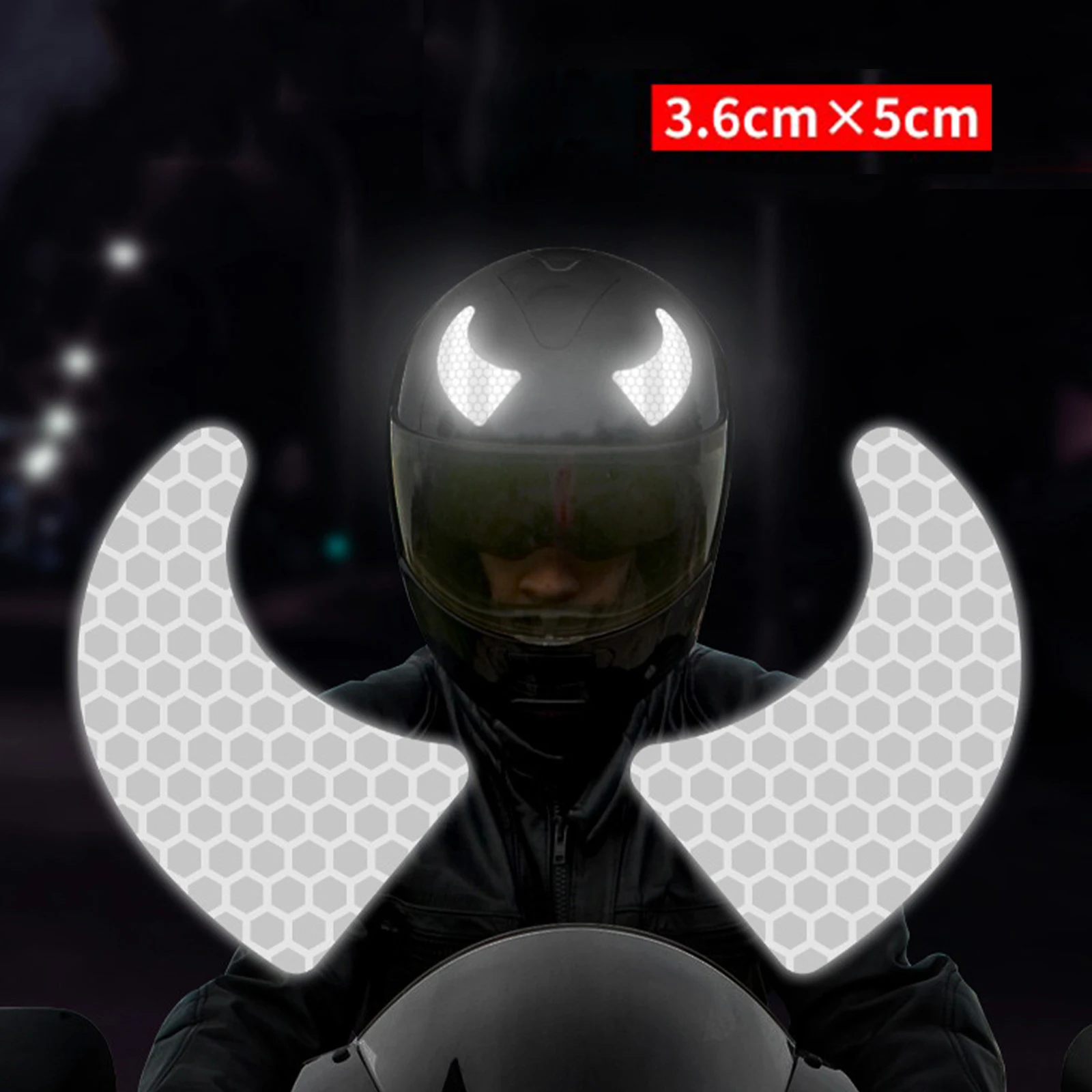 Motorcycle Stickers New Creative Waterproof Glasses Devil Horn Motorcycle Helmet Decal Night Warning Sign Reflective Sticker Exterior Accessories