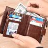 Fashion Men's Coin Purse Wallet RFID Blocking Man PU Leather Wallet Zipper Business Card Holder Money Bag Wallet for Male 5