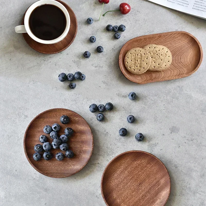 Japanese Rectangular Dinner Plate Walnut Wooden Tray Ins Wind Small Wooden Plate 5