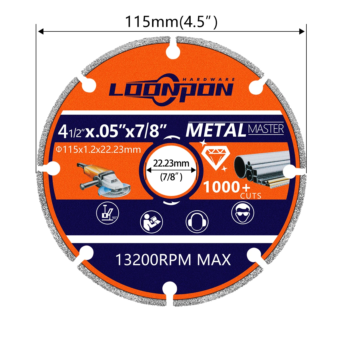 115mm Vacuum Brazed Diamond Saw Blade Circular Cutting Disc for Steel Metal Stone Cast Iron Rebar Aluminum Aperture 22.23 mm10mm