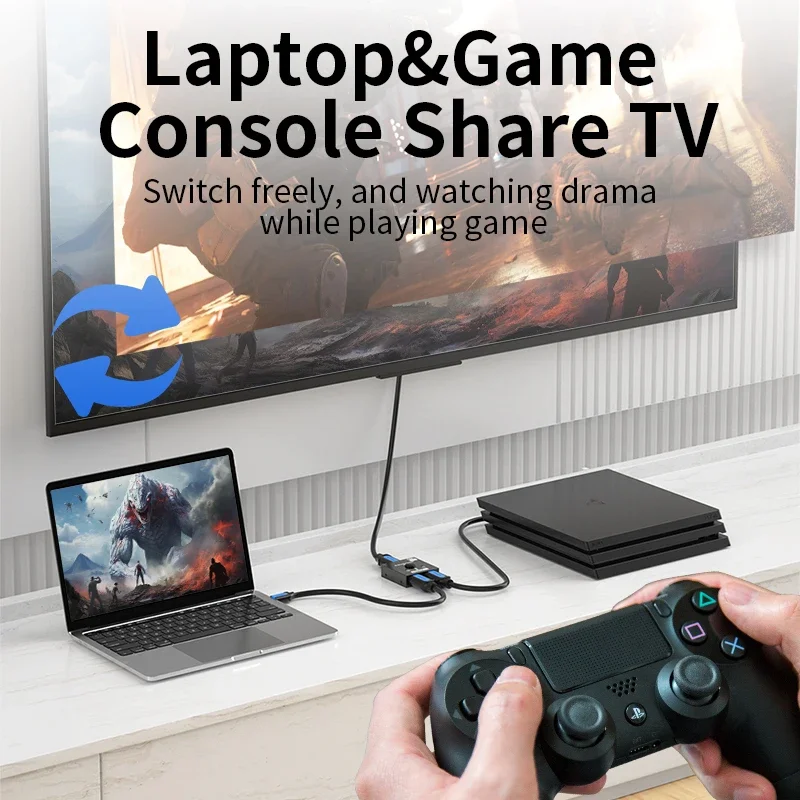 TV 박스 PC 노트북 PS5/4 Xbox 시리즈 TV 모니터용 Unnlink 8K HDMI 스위치, 4K 120Hz, 2 in 1 아웃 스플리터