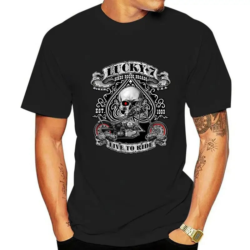 

T-Shirt Motard LUCKY 7 LIVE TO RIDE Tailles S À 3XL ( Bis 5XL Possible ) Summer Plus Size TEE Shirt