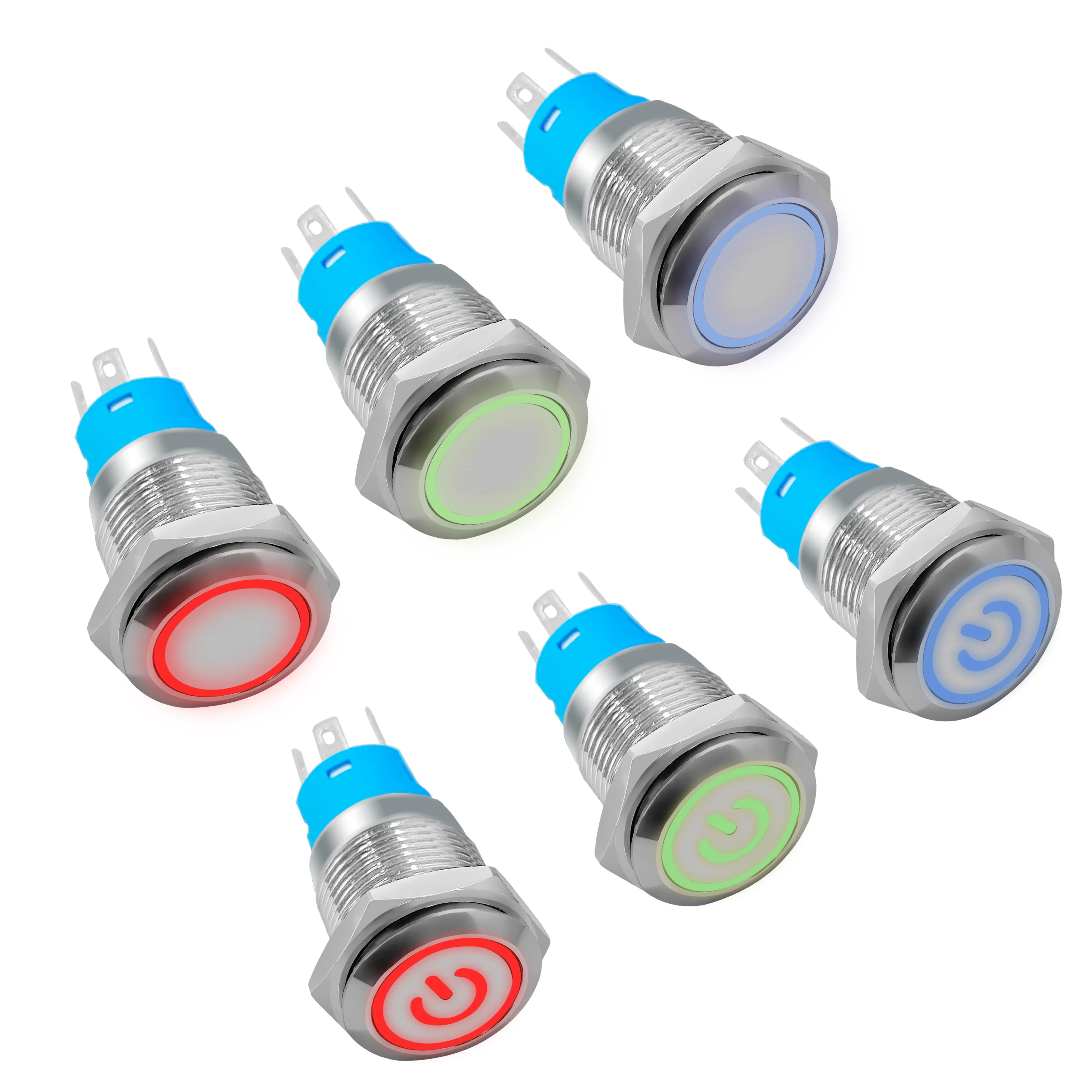 12/16/19/22mm Metal Push Button Switch Power Button Waterproof Flat