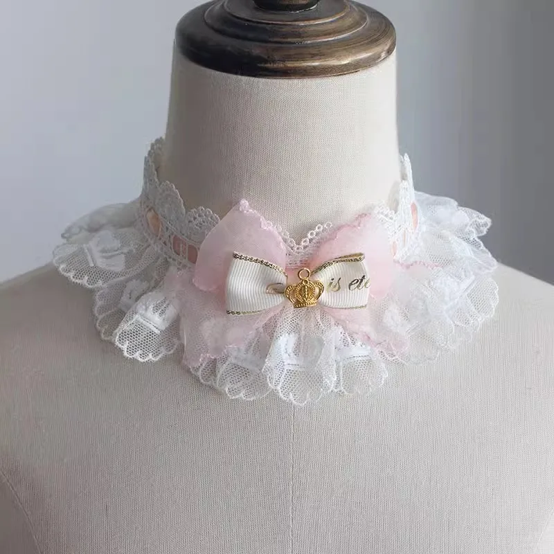Black Golden Palace Retro Lolita Necklace Tea Party Gorgeous Lace Heavy Duty Neck Chain Dream Bow