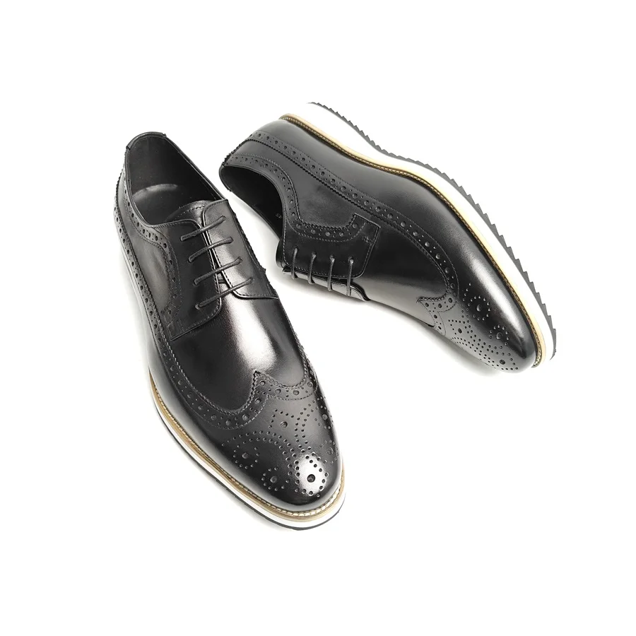 Fashion Brogue Shoe Genuine Cowhide Leather Oxford Style Sneakers Business Leisure Handcraft Dress Shoe