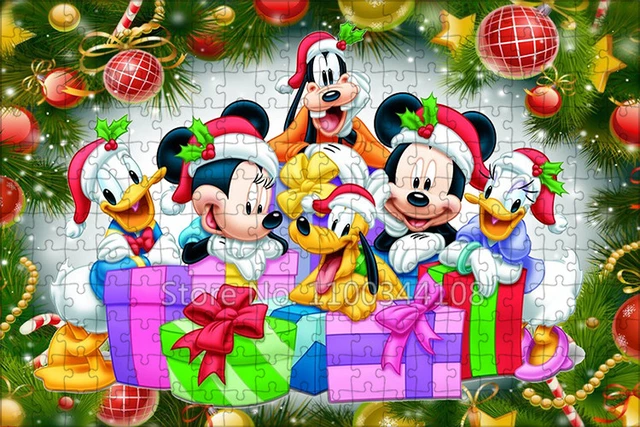 Natal disney quebra-cabeça mickey minnie pato donald personagens dos  desenhos animados diy quebra-cabeças adultos