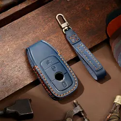 Étui en cuir avec porte clé, couche supérieure, pour Mercedes Benz classe E/S E200 E260 E300 E320 AMG E200L E300L E320L 400 E43 