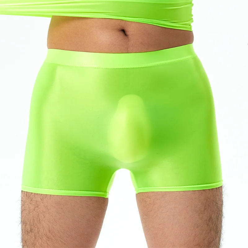 Men's Transparent Glossy Boxers with U Convex Pouch