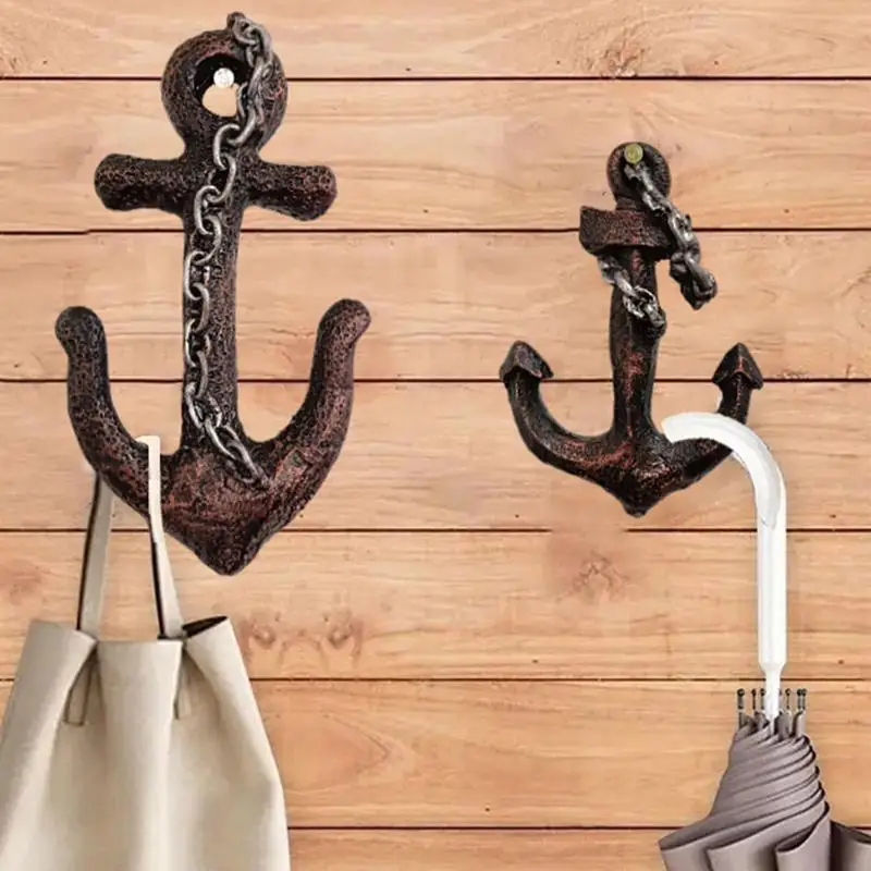 Nautical Wall Hanger Coastal Towel Hooks Rustic Coat And Hat Hanger For Outdoor Decor Behind-Door Storage