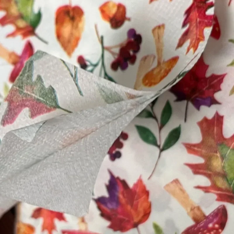 3-Ply Rectangle Thanksgiving Autumn Leaf Mushroom Printed Handkerchiefs Party Printed Tissue 33*40