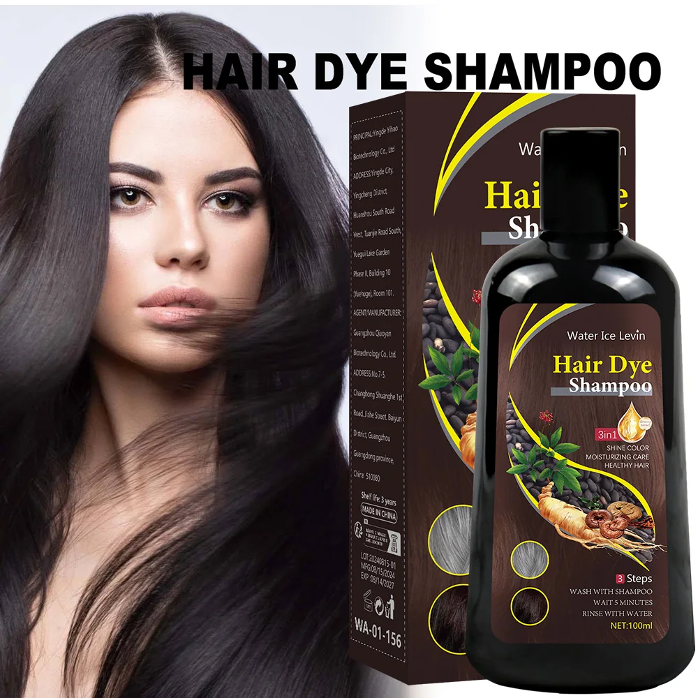 New Hair color shampoo 3 in 1 makes hair instantly from white to brown natural hair color protective sleeve for women 100ML 3