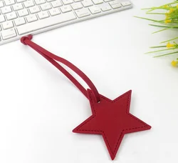 Personalized Five-Pointed Star Leather Keychain Pendant Gift (Burgundy)