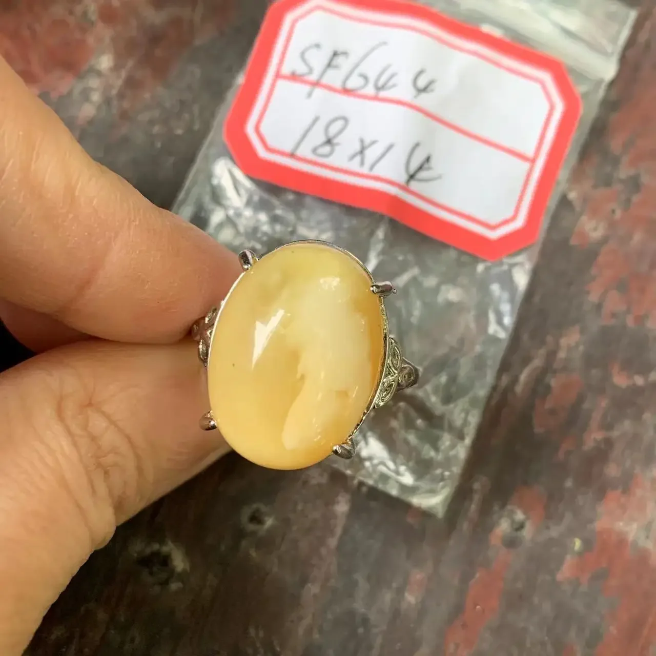 Natural Amber Ring Female Handmade Simple Three-Dimensional Accessories Gem Wholesale Jewelry Organic Gems Tourmaline