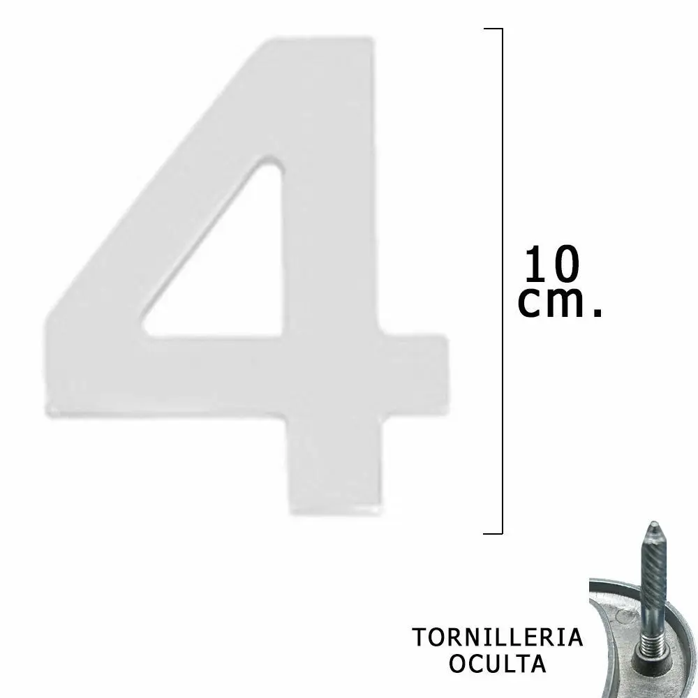 Номер металла 4 матового серебра 10 см. Со скрытым турникетом (блистер 1 шт.) |