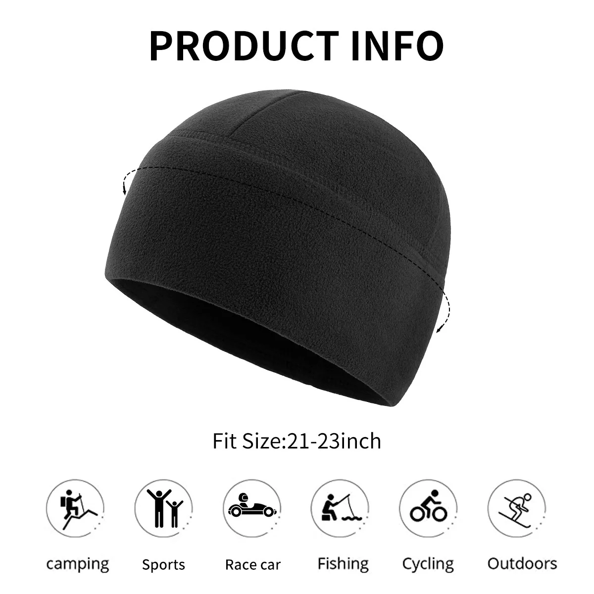 Warm Cycling Hat Thermal Windproof Polar Fleece Lining Skull Cap Cold Proof Outdoor Sports Hiking Running Ski Beanie Cap