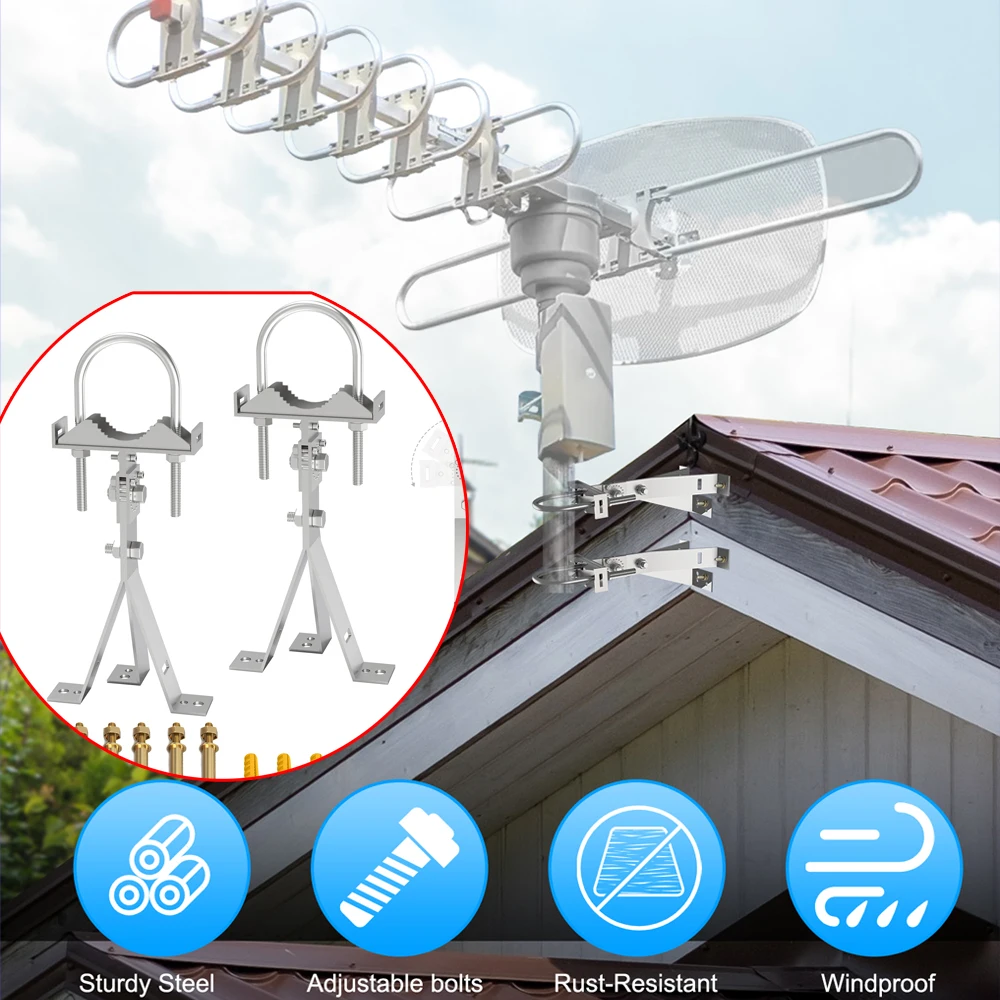 

Antenna Mount, Stainless Steel Universal Heavy Duty Wall Mount for TV Antenna Access Point,Wireless Bridge Adjustable 180 Degree