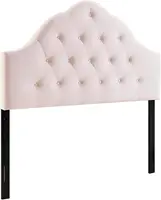 Queen Velvet Headboard with Diamond Tufting, Adjustable Height, Pink Upholstery for Bedroom Decor 2