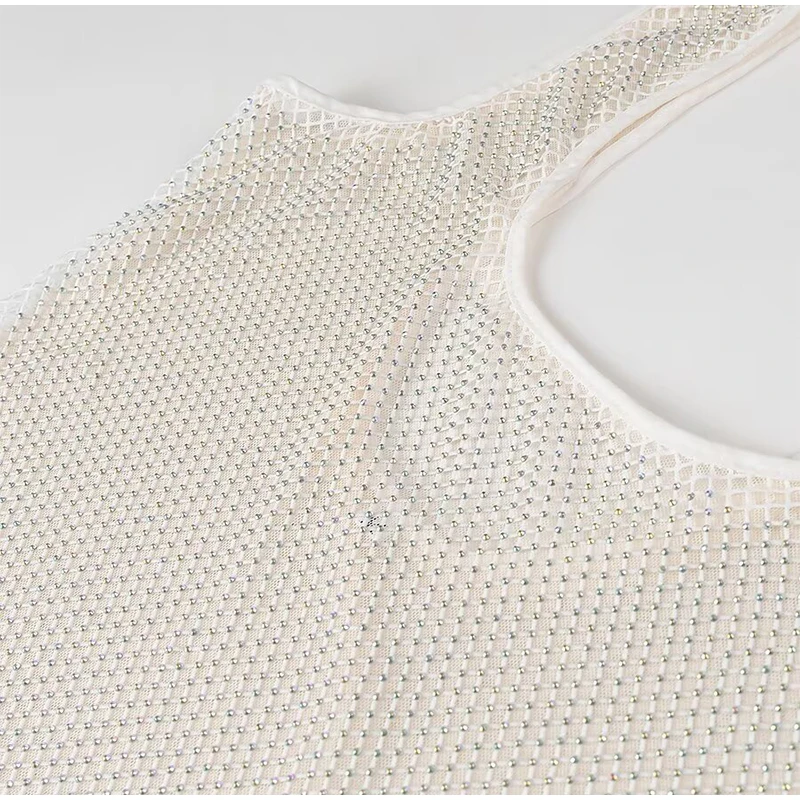 Pailletten Diamanten Rohr Langes Kleid Für Frauen Quadrat Kragen Ärmellose A-linie Mesh Robe 2025, Sommer Elegante Weibliche Party Kleider – Detail 3