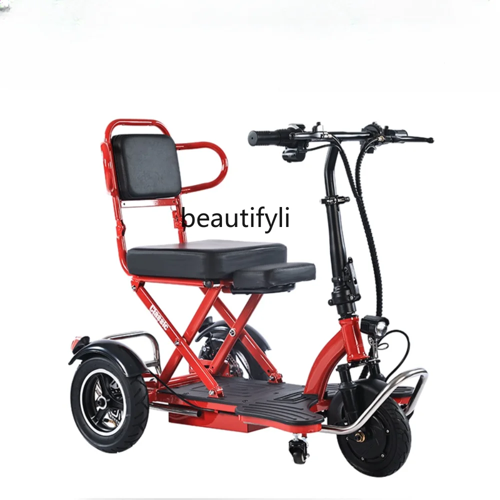 

yj Folding Electric Tricycle Double Scooter Household Mini Lightweight Lithium Battery Car for the Disabled