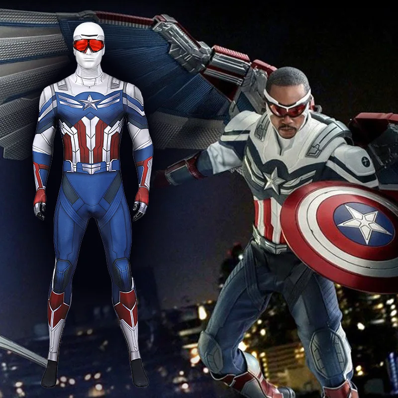 

Superhero Falcons and Winter Soldier Cosplay Captain America Costume Halloween 3D Printed Spandex Superhero Zentai Suits Adult