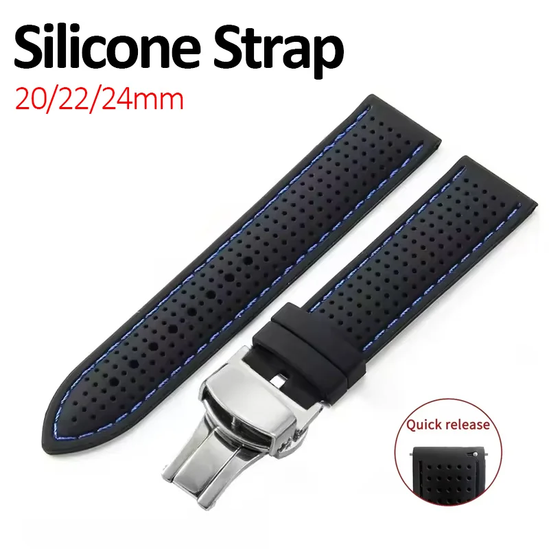 Silicone Butterfly Buckle Breathable Watch Strap Replacement