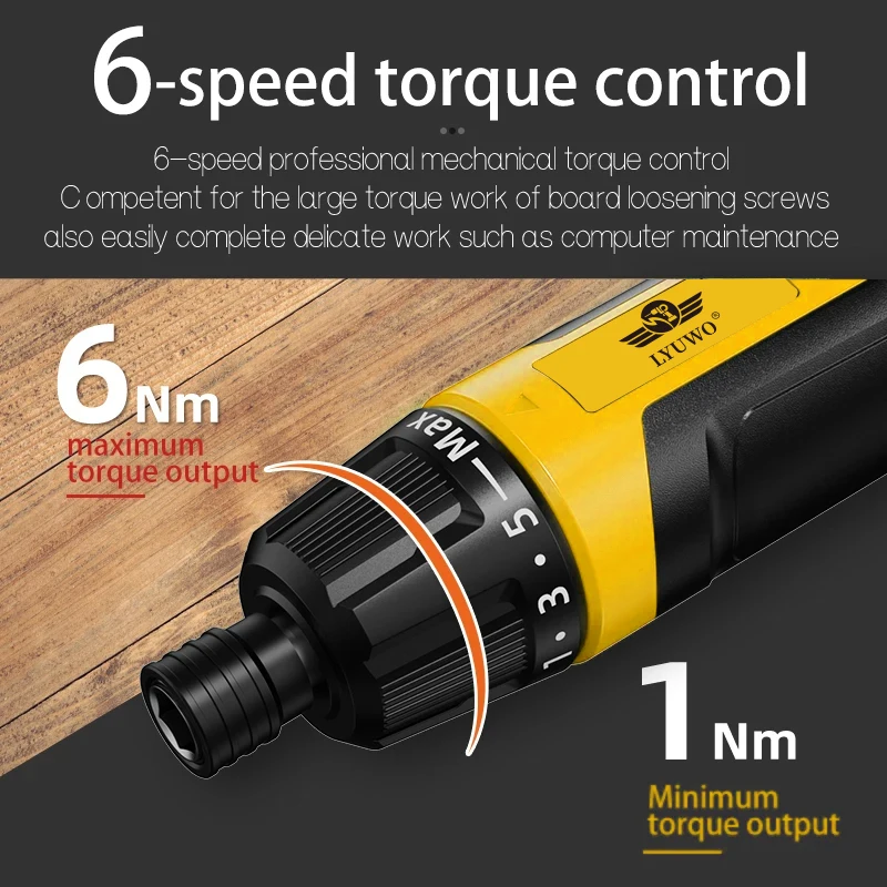 LYUWO USB Mini 6speed Adjustable Screwdriver Charging1300mah Electric Drill Multifunctional Disassembly and Repair Electric Tool 4
