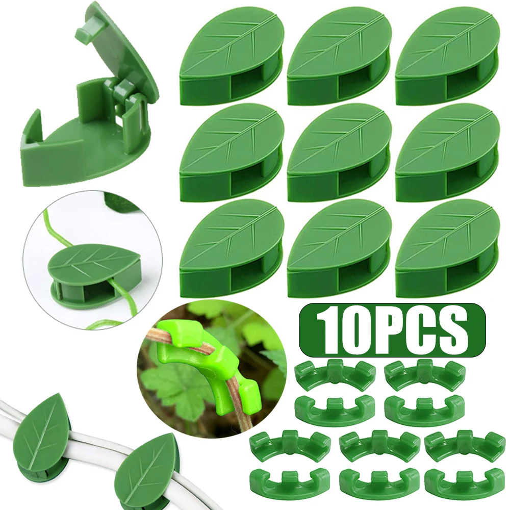 10pcs Plant Climbing Wall Fixer Leaf Type Green Plant Invisible Fixing Device Vine Clip Fastener Snap Traction Shaping Hook