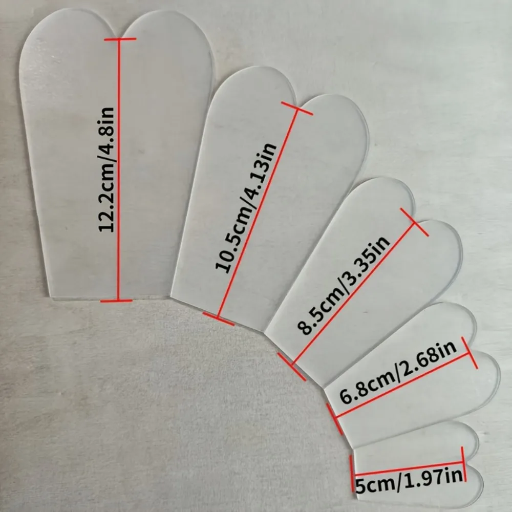 5Pcs 사랑 꽃잎 꽃 클러스터 아크릴 템플릿 자, 패치워크 재봉틀 필수 도구, 부드러운 선 그리기, 공예 애호가용