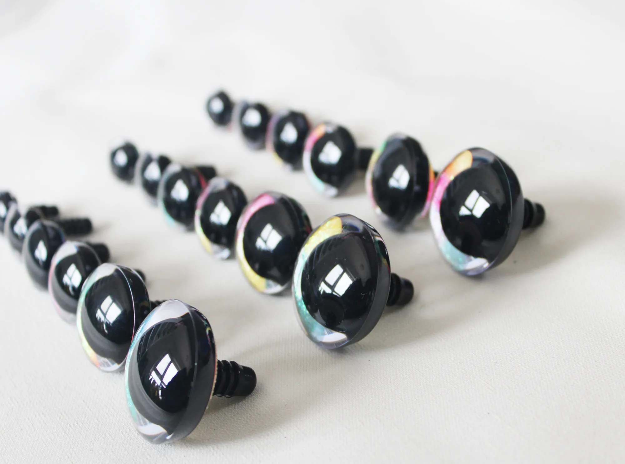 Plush Doll Accessories Doll Accessories Glass Doll Eyes Doll Eyes Doll Eyewear Accessories 10pairs 9mm to 35mm 3D RAINBOW glitter toy eyes withback washer for diy plush doll color option--R3