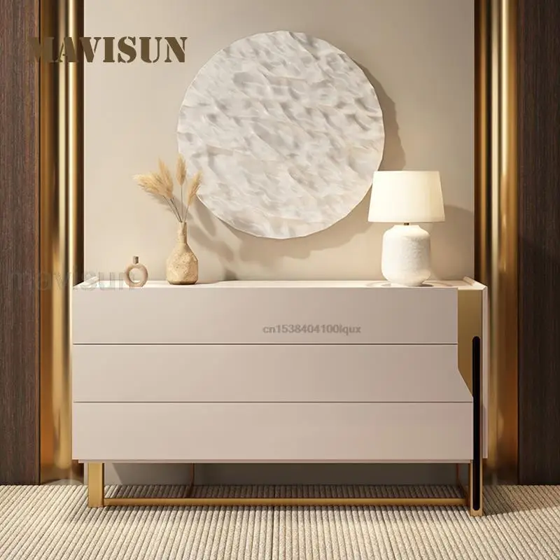 Modern American Sideboard Villa Living Room Solid Wood Chest Of Drawer Storage Side Cabinet High Quality White Wood Furniture