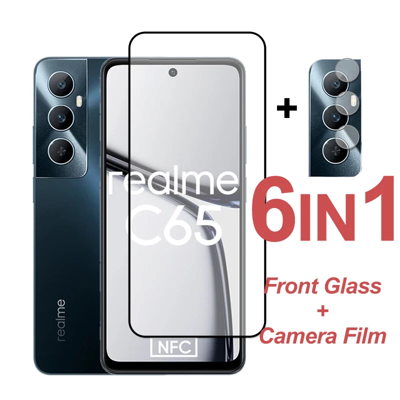 Vetro Protettivo Per Realme C65 Screen Protector Full Cover Vetro Temperato Su Realme C65 Phone Camera Len Film Realme C65 C67 4G