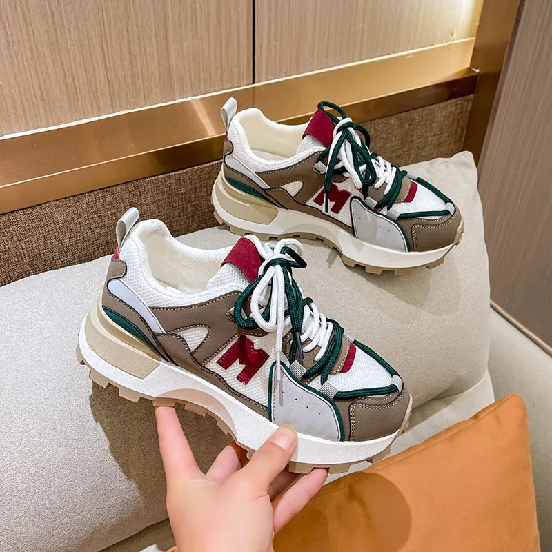 

Женская обувь 2023, модная универсальная женская обувь с перекрестными ремешками, дышащая повседневная женская спортивная обувь с глубоким носком и толстой подошвой