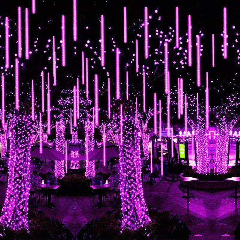 Description Picture 3 of itemChristmas 2025 New Year 32/24/16/8 Tubes Meteor Shower Rain Lights EU/US Falling Raindrop Fairy String Light for Street Garland