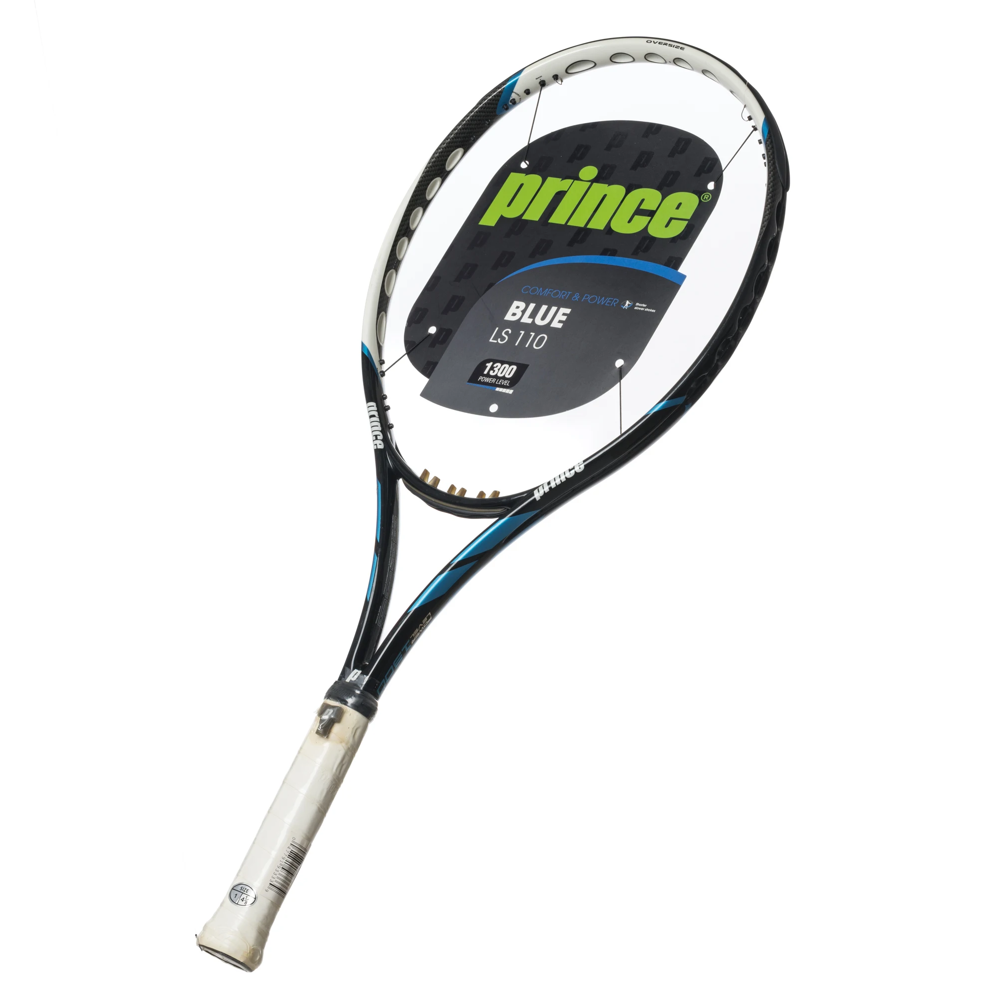 

CARBON FIBRE Prince Blue LS 110 Tennis Racket 1# 4 1/8 110 270GM 16x19 black blue whit